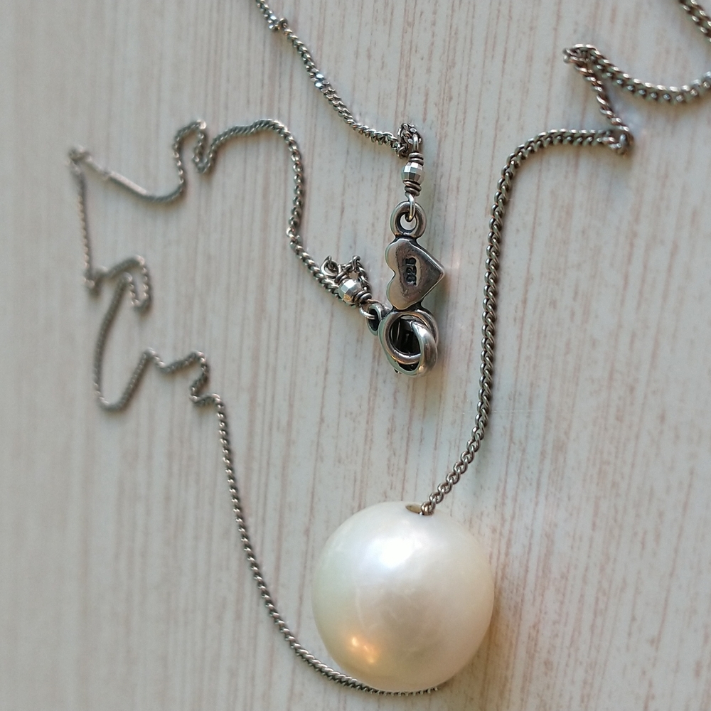 Chan Luu Simple Luminous White Freshwater Pearl Sterling Silver Necklace…